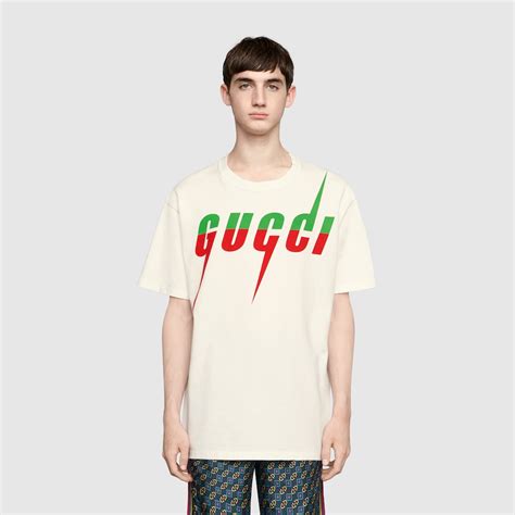 gucci argento gucci t-shirt in jersey di cotone stampa|T.